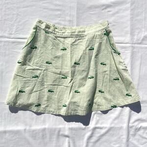 Tuesday Bassen Green Striped Crocodile Embroidered Skirt Womens Medium A Line